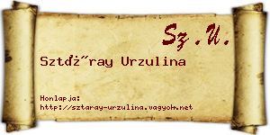 Sztáray Urzulina névjegykártya